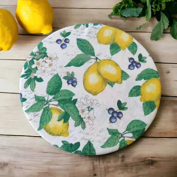 Kitchenaid Bowl Cover, Lemon and Floral Reversible Mixer Cover - Picture 3 of 6